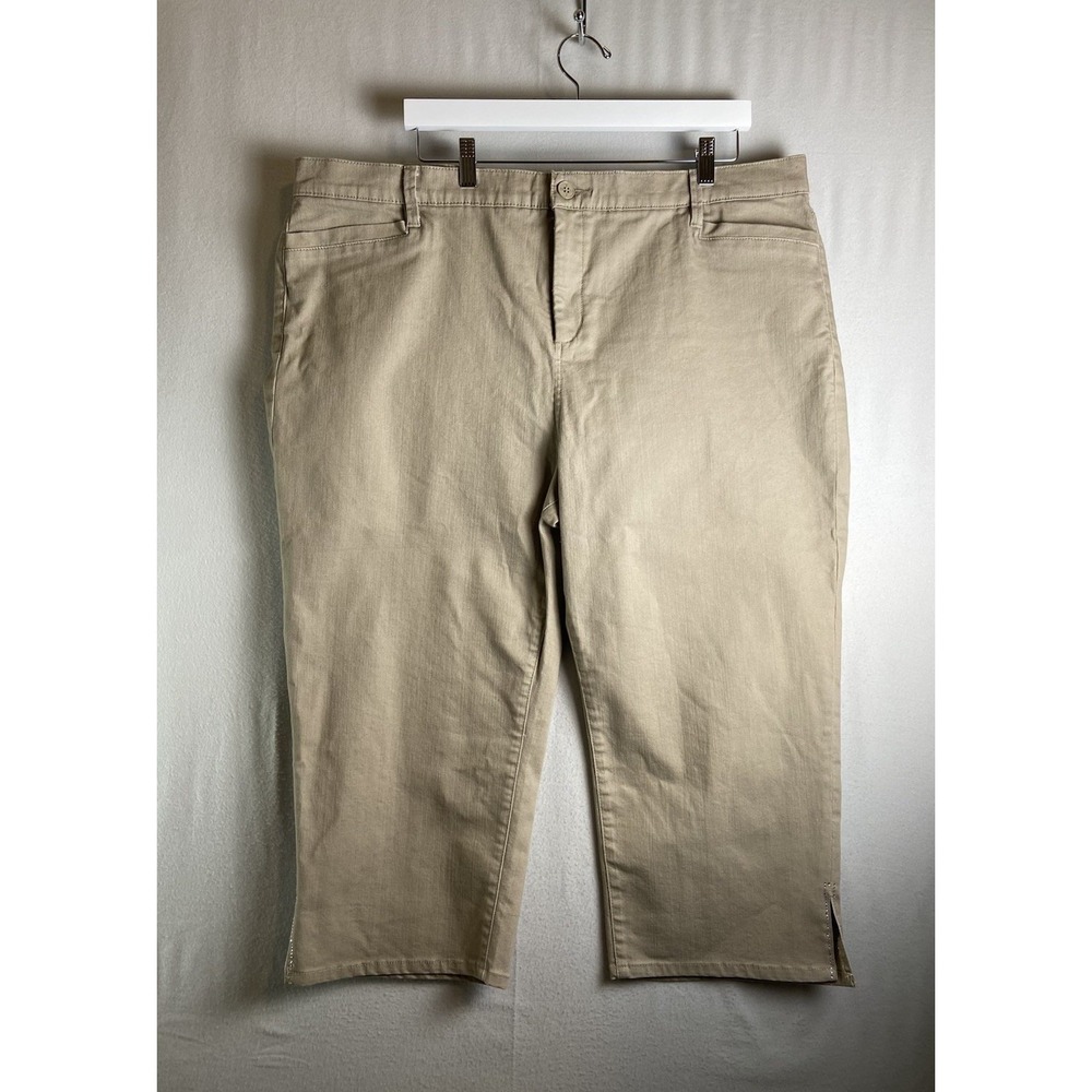 Not Your Daughter's Jeans Women's Khaki Denim Capri Pants Sz 22W Stretch Comfort